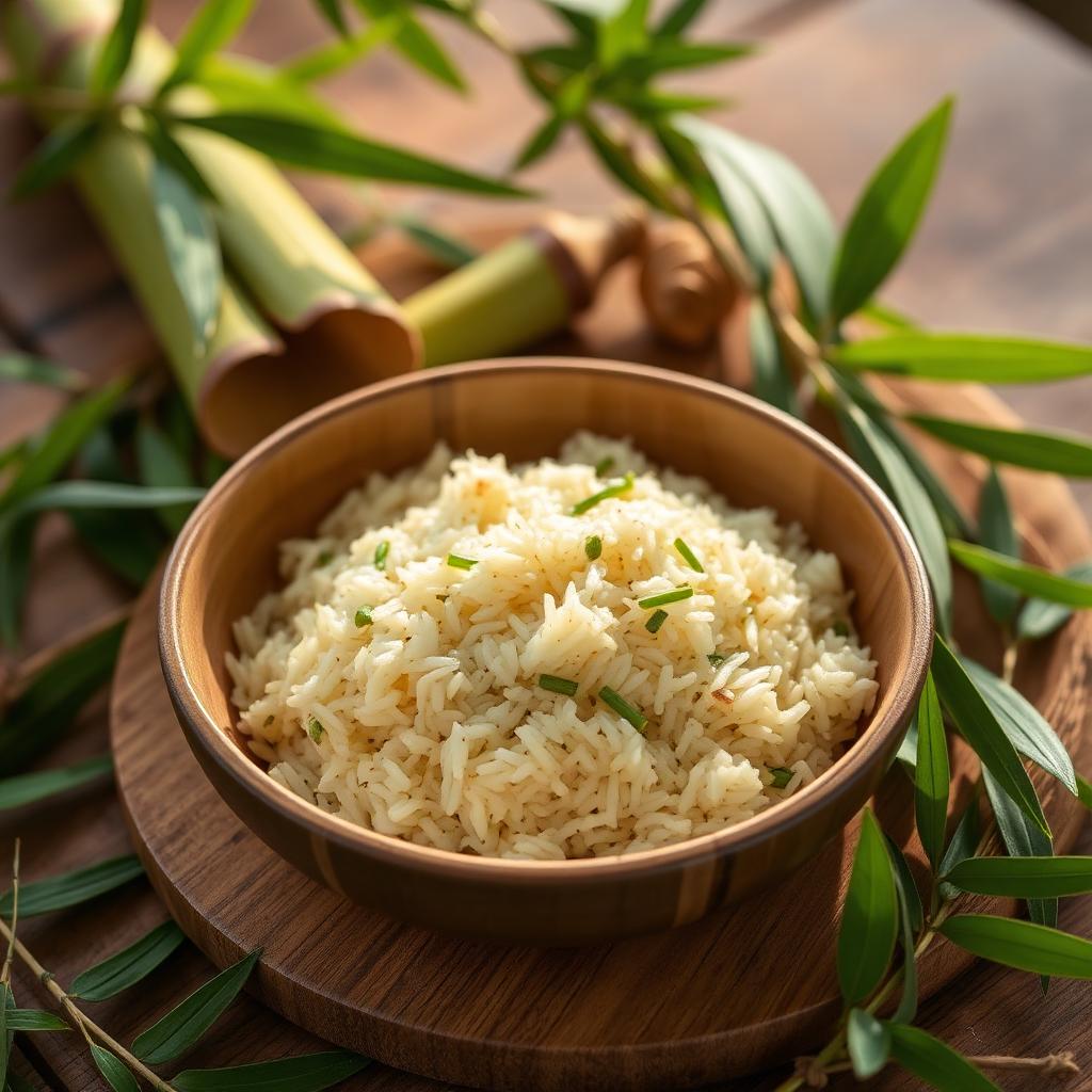 Arroz glutinoso al bambú